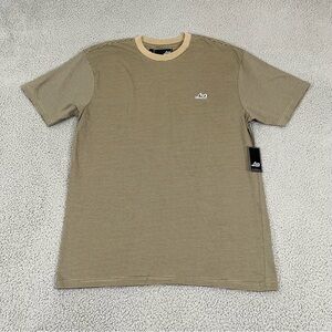 Lost Shirt Men L Tan Striped Short Sleeve Skater Tee